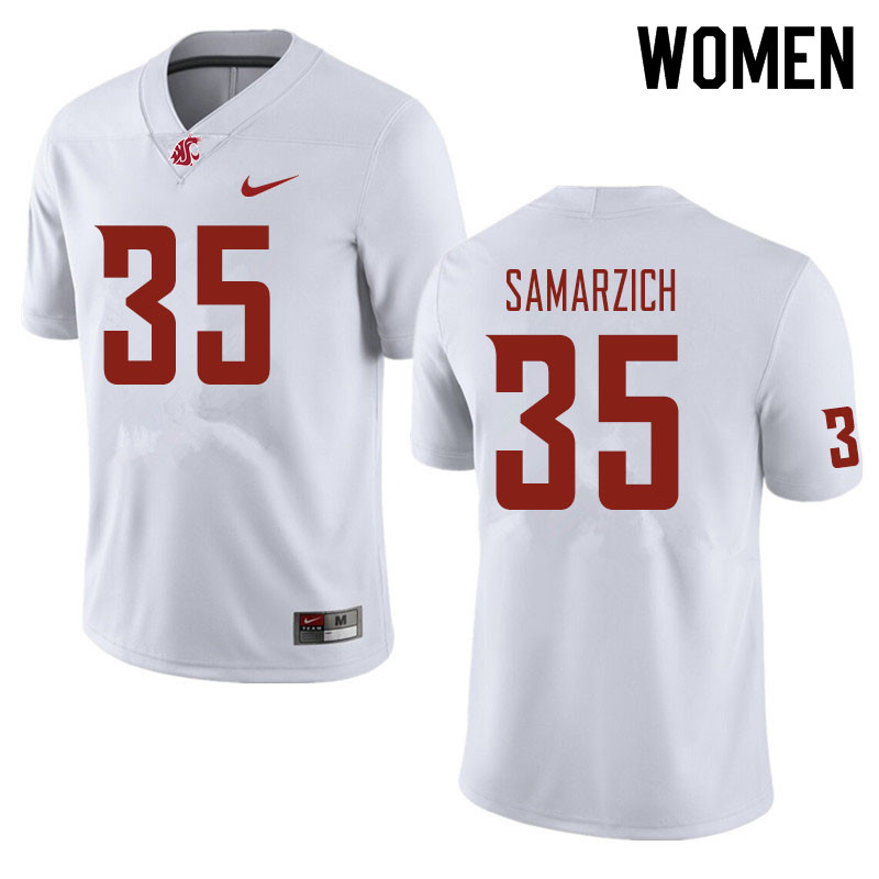 Women #35 Simon Samarzich Washington State Cougars Football Jerseys Sale-White - Click Image to Close